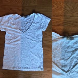 Express White V Neck Tee